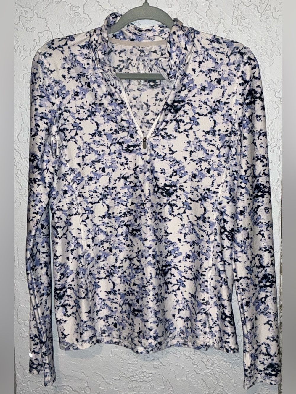Gerry Women’s Long-Sleeve 3/4 Zip Pullover in White and Blue Flower